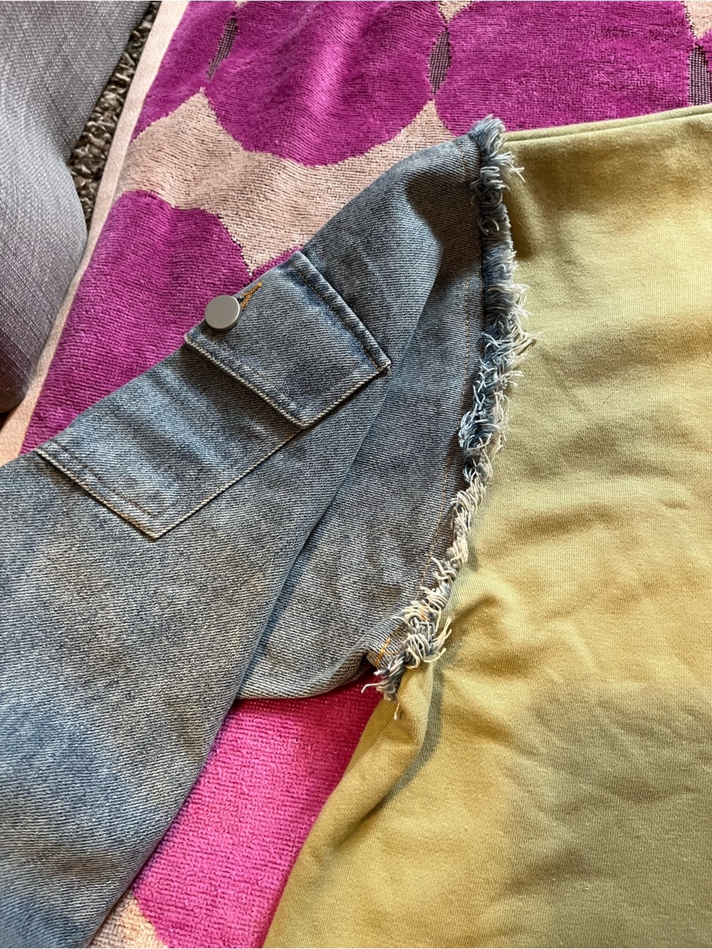 Denim Sleeve Mixed Media Sweatshirt - Picture 3 of 12